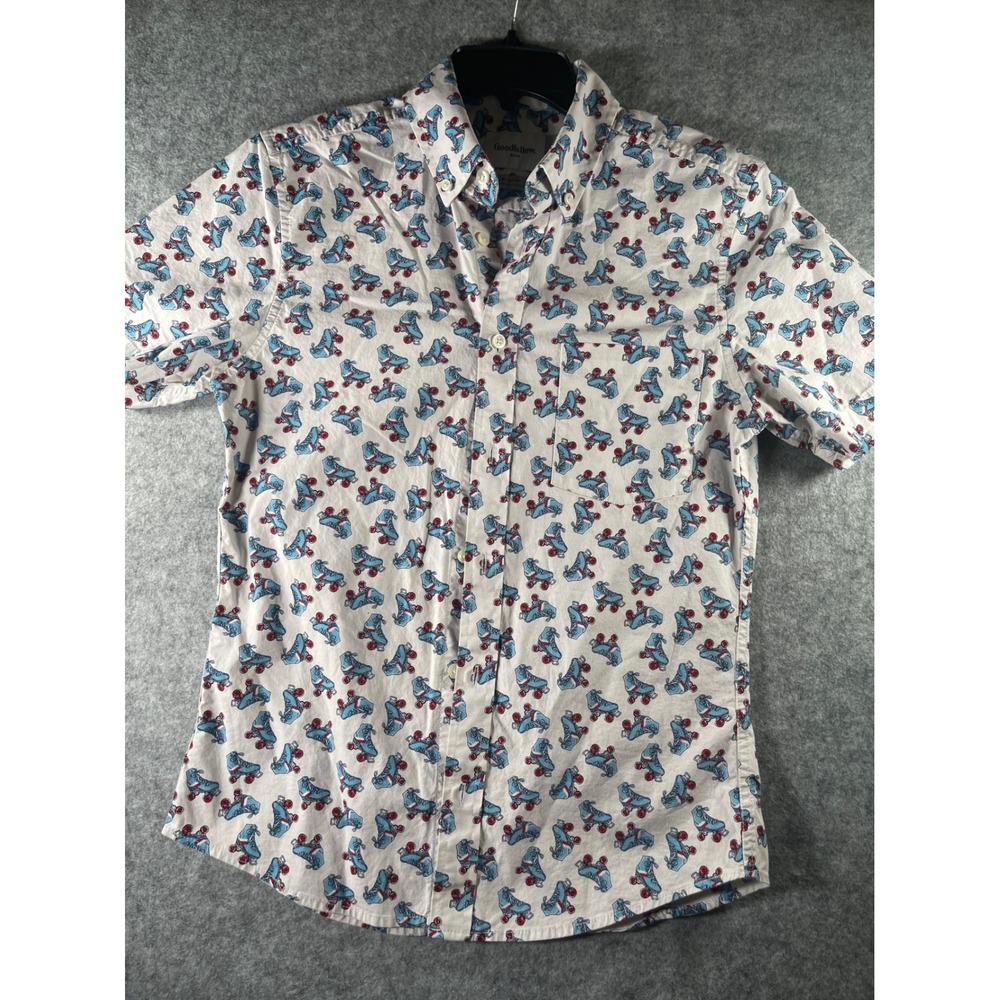 Goodfellow‎ & Co Mens Slim Fit Roller Skate Print Short Sleeve Button Down Shirt